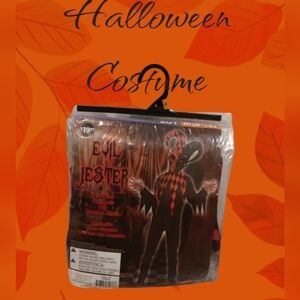 Goodmark Evil Jester Red And Black Top Hooded Mask Halloween Costume Size M
